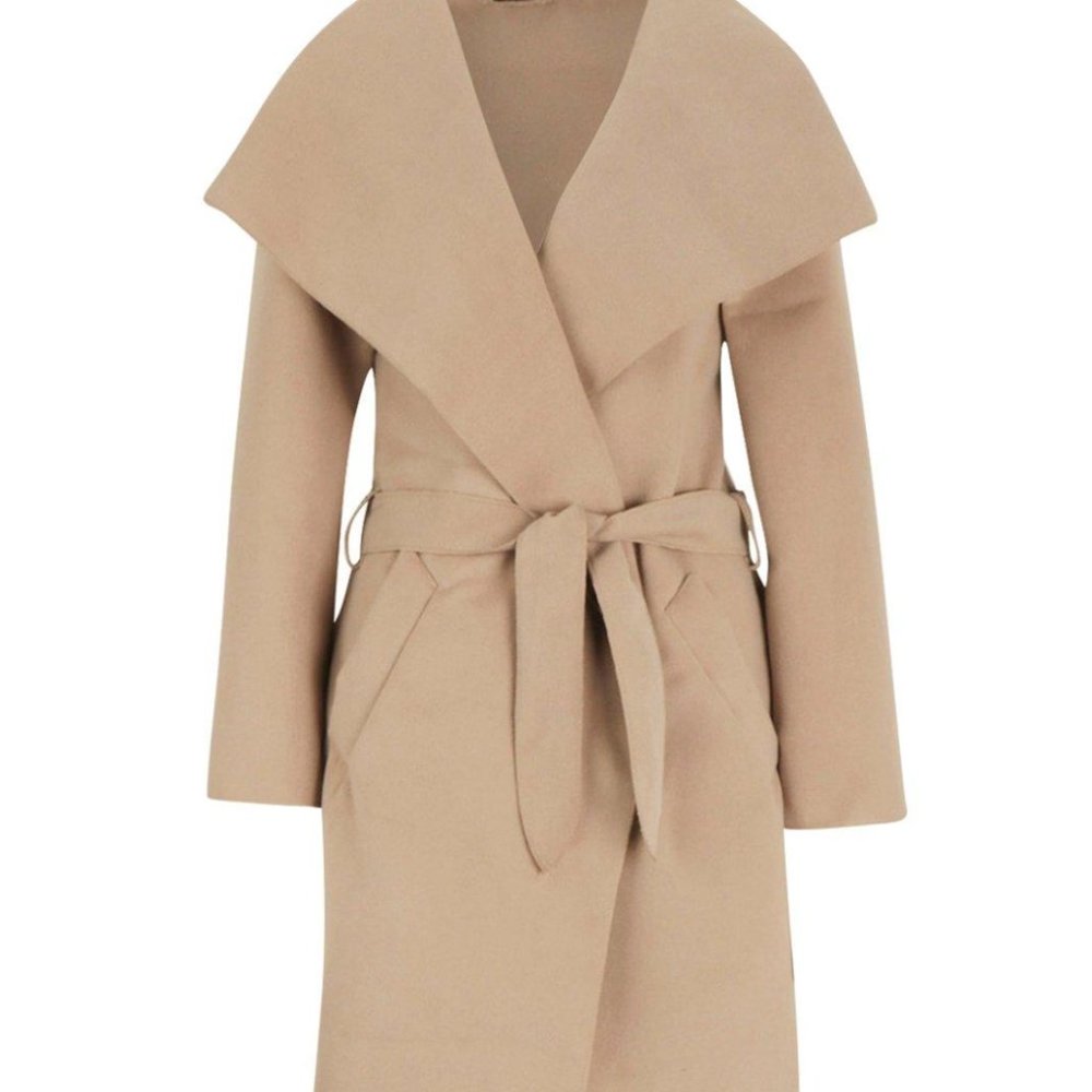 Belted Shawl Collar Coat in Camel